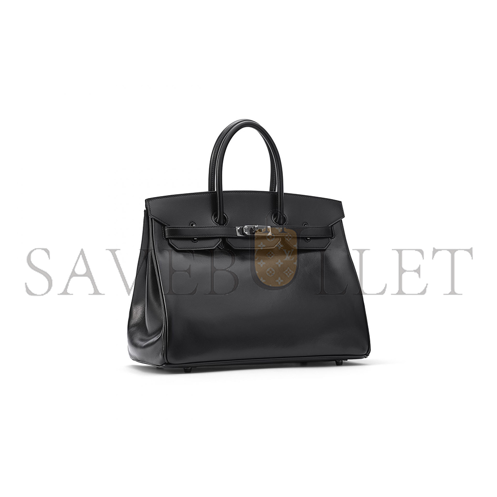 H**mes master birkin 35 box leather black bag h028698ck89 (35*25*18cm)